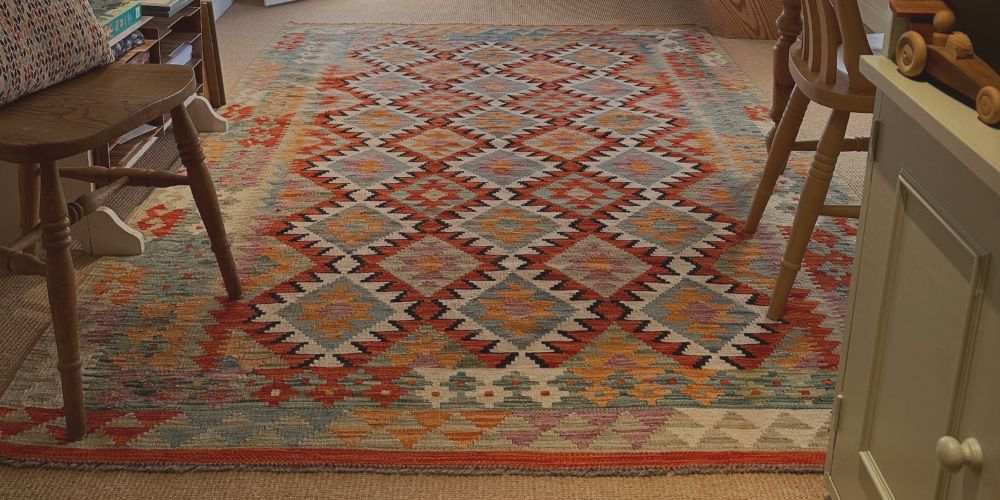 Styling a Cottage Living Room - Traditional rugs and Kilims