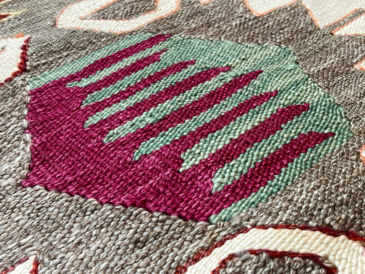 Large Vintage Yarn Kilim Rug