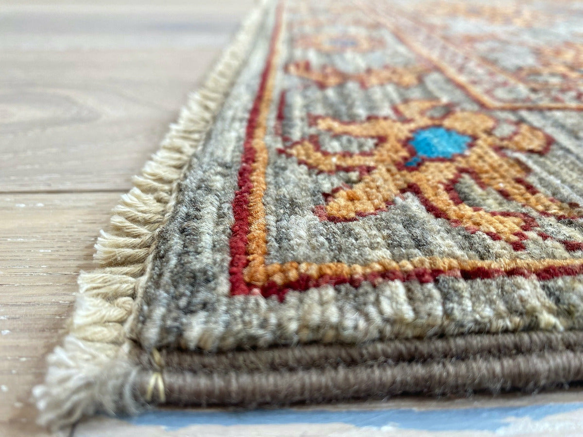 Hand-Knotted Afghan Sultanabad Rug | Terracotta & Slate Blue Wool Artisan Area Rug