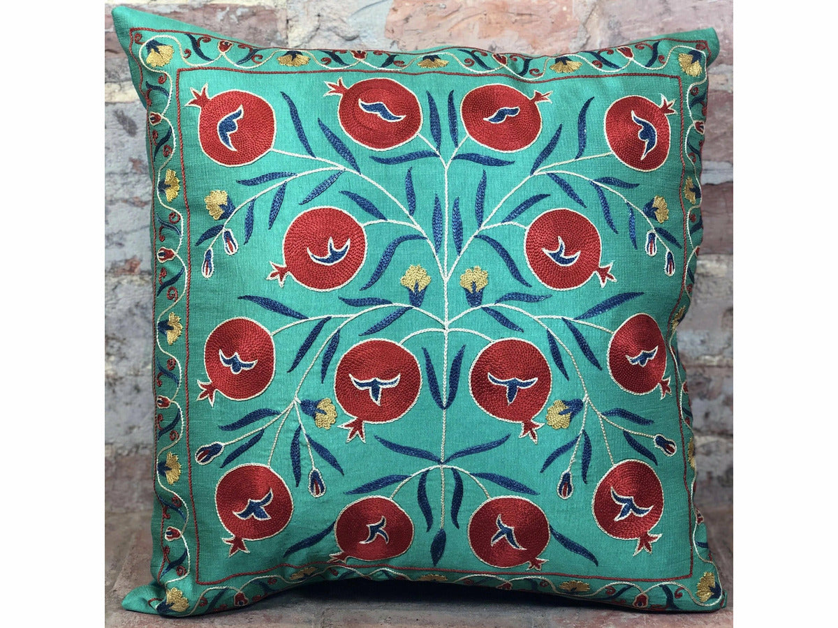 Fine Suzani Silk Cushion - Rugs of Petworth