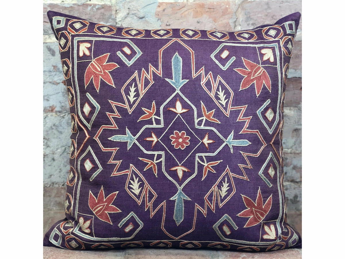 Fine Suzani Silk Cushion - Rugs of Petworth