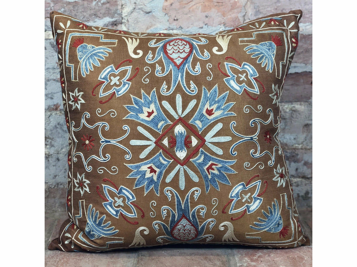 Fine Suzani Silk Cushion - Rugs of Petworth
