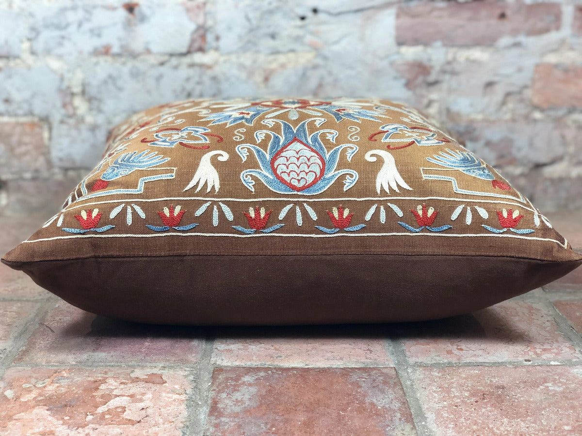 Fine Suzani Silk Cushion - Rugs of Petworth