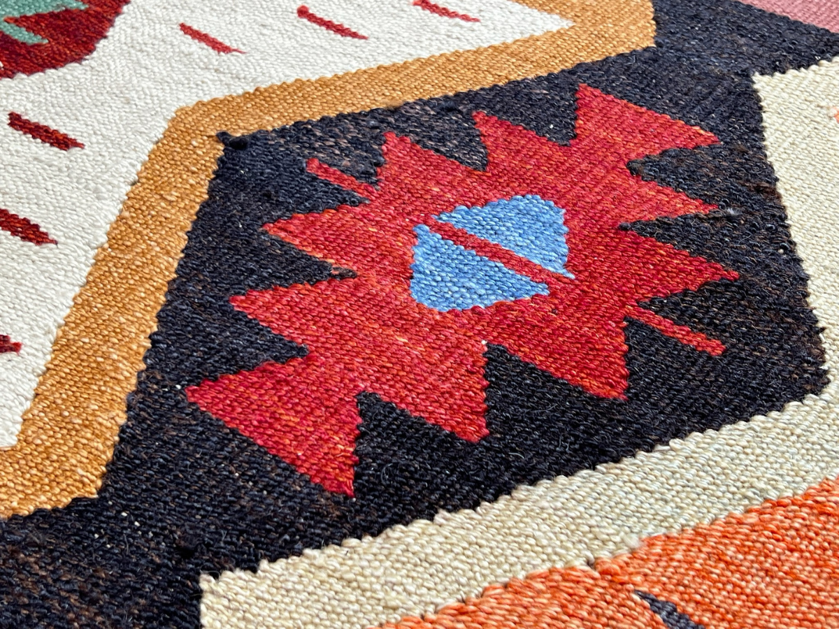Large Vintage Yarn Kilim Rug