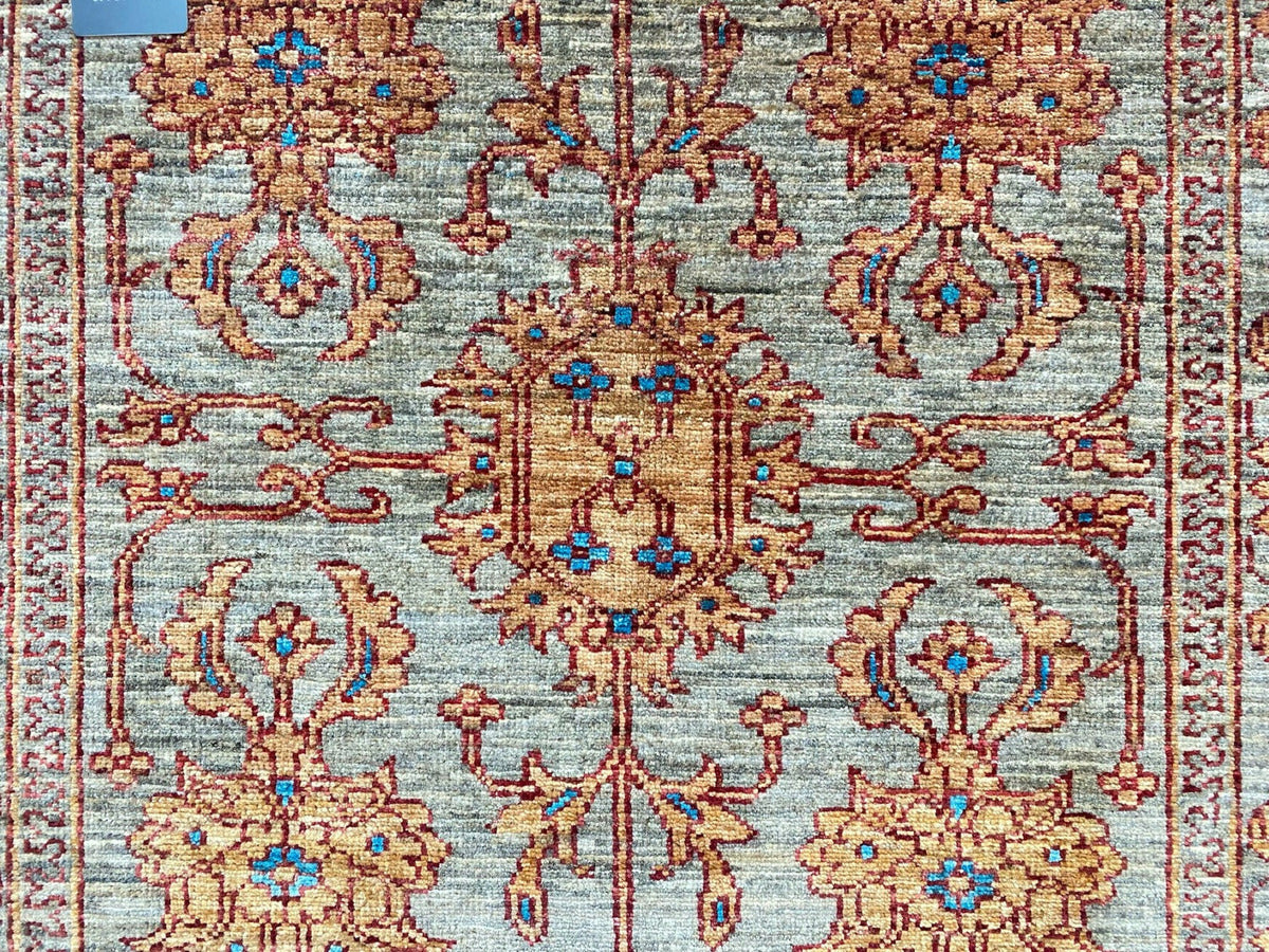 Hand-Knotted Afghan Sultanabad Rug | Terracotta & Slate Blue Wool Artisan Area Rug