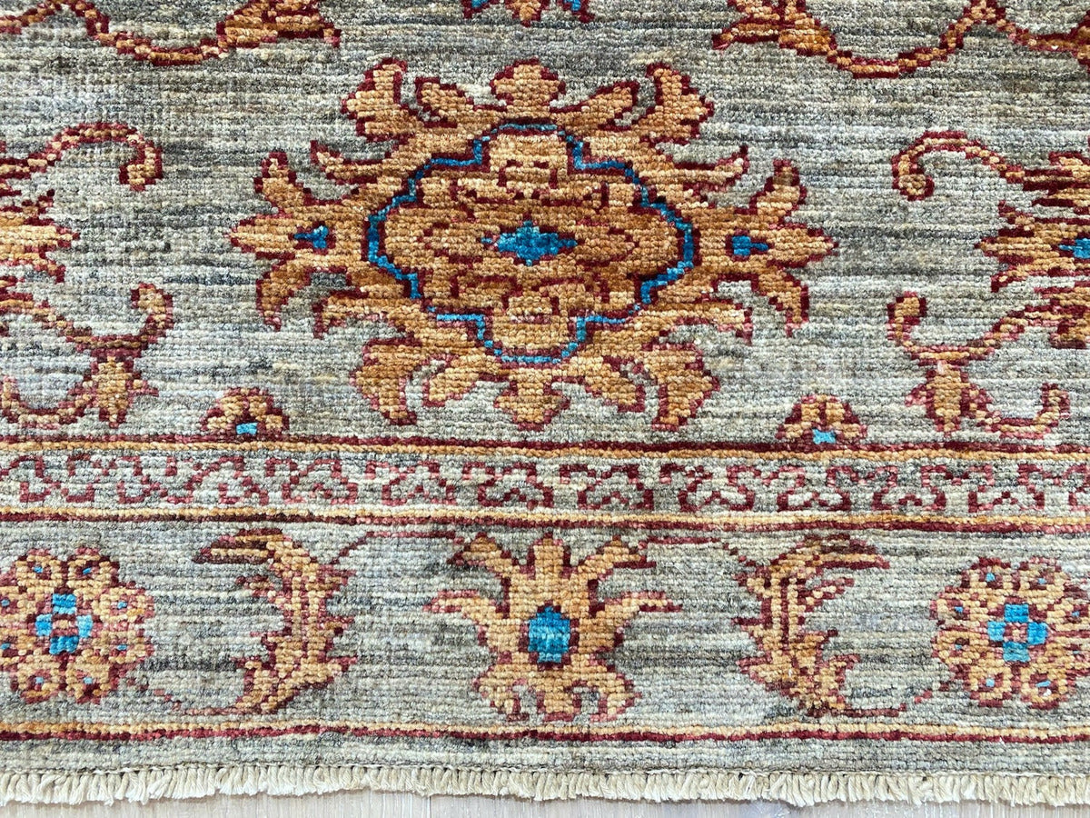 Hand-Knotted Afghan Sultanabad Rug | Terracotta & Slate Blue Wool Artisan Area Rug