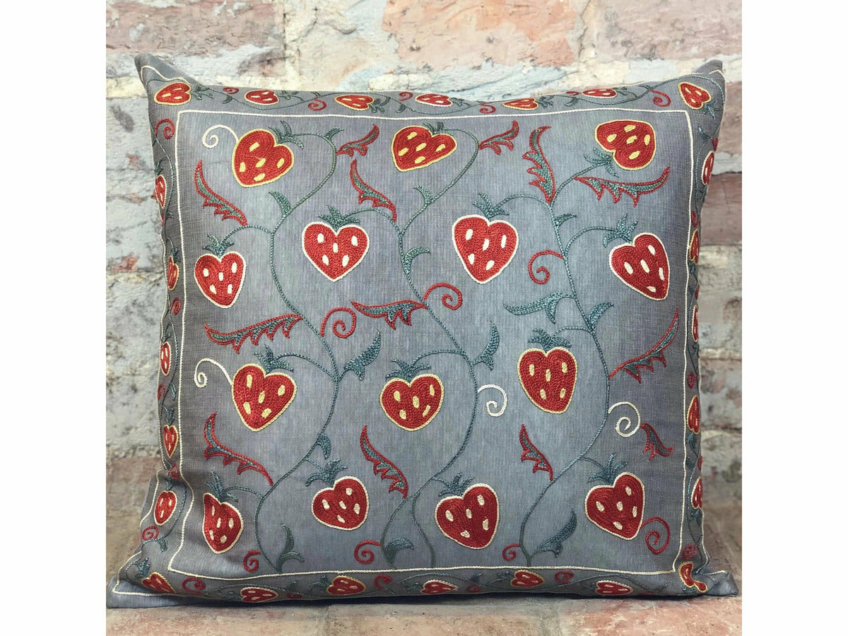 Fine Suzani Silk Cushion - Rugs of Petworth