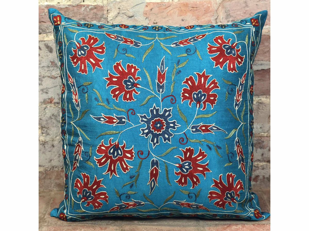 Fine Suzani Silk Cushion - Rugs of Petworth