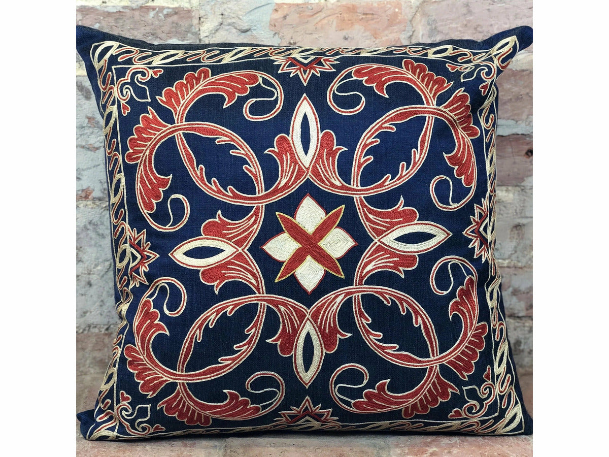 Fine Suzani Silk Cushion - Rugs of Petworth