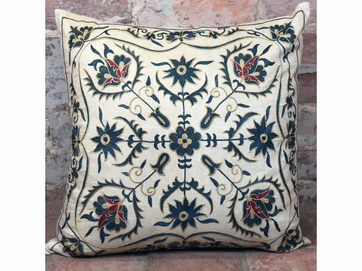 Fine Suzani Silk Cushion - Rugs of Petworth